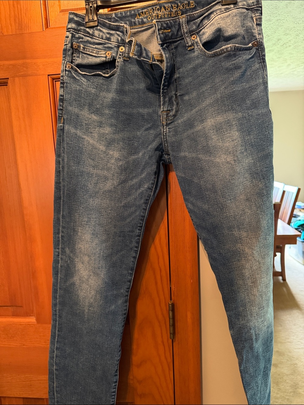 American Eagle Outfitters Men’s Distressed Blue Slim Straight Jeans